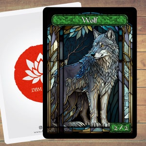 Wolf Token MTG Token Stained Glass Art Token 5 Pack for Magic and other collectible card games