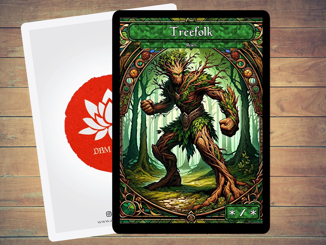 Treefolk Token Treefolk Token MTG Token Stained Glass Art Token 5 Pack for Magic and ...
