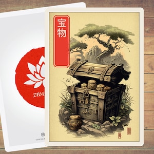 Ficha de tesoro MTG Ficha de arte de estilo japonés, paquete de 5 fichas para Magic y otros juegos de cartas coleccionables