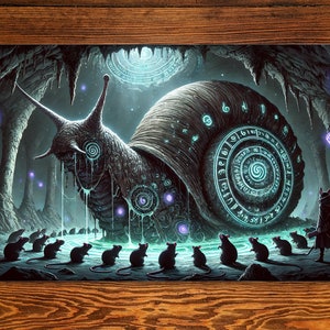 Tapis de jeu escargot 14 x 24 po. Tapis de jeu rat pour jeux de cartes, de montre et de table et jeux de table avec tapis de jeu magique Disposition de la zone Edh pour Commander, tapis de jeu MTG