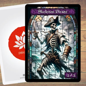 Skeleton Pirate Token MTG Token Stained Glass Art Token 5 Pack for Magic and other collectible card games