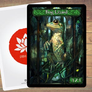 Lot de 5 jetons d'art en vitrail grenouille lézard jeton MTG pour jeux de cartes magiques et autres jeux de cartes à collectionner