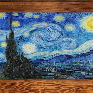 Tapete de juego de Vincent Van Gogh Starry Night de 14 x 24 pulgadas para juegos de mesa, CCG, TCG y otros juegos de mesa