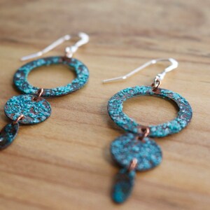 Patina washer and disc earrings - with sterling silver ear wires