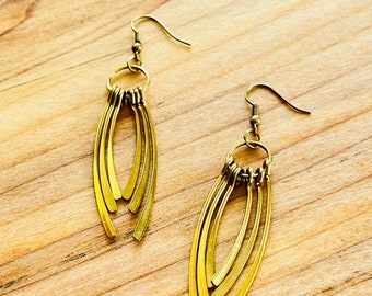 Brass Long Dangle Earrings - Raw Brass