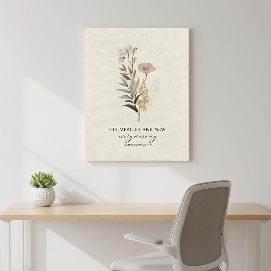 Watercolor Floral Bible Verse Canvas Wall Art Christian Scripture Print ...