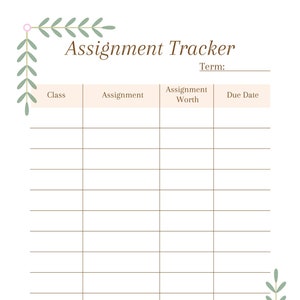 College Assignment Tracker, University Assignment Tracker, Highschool ...