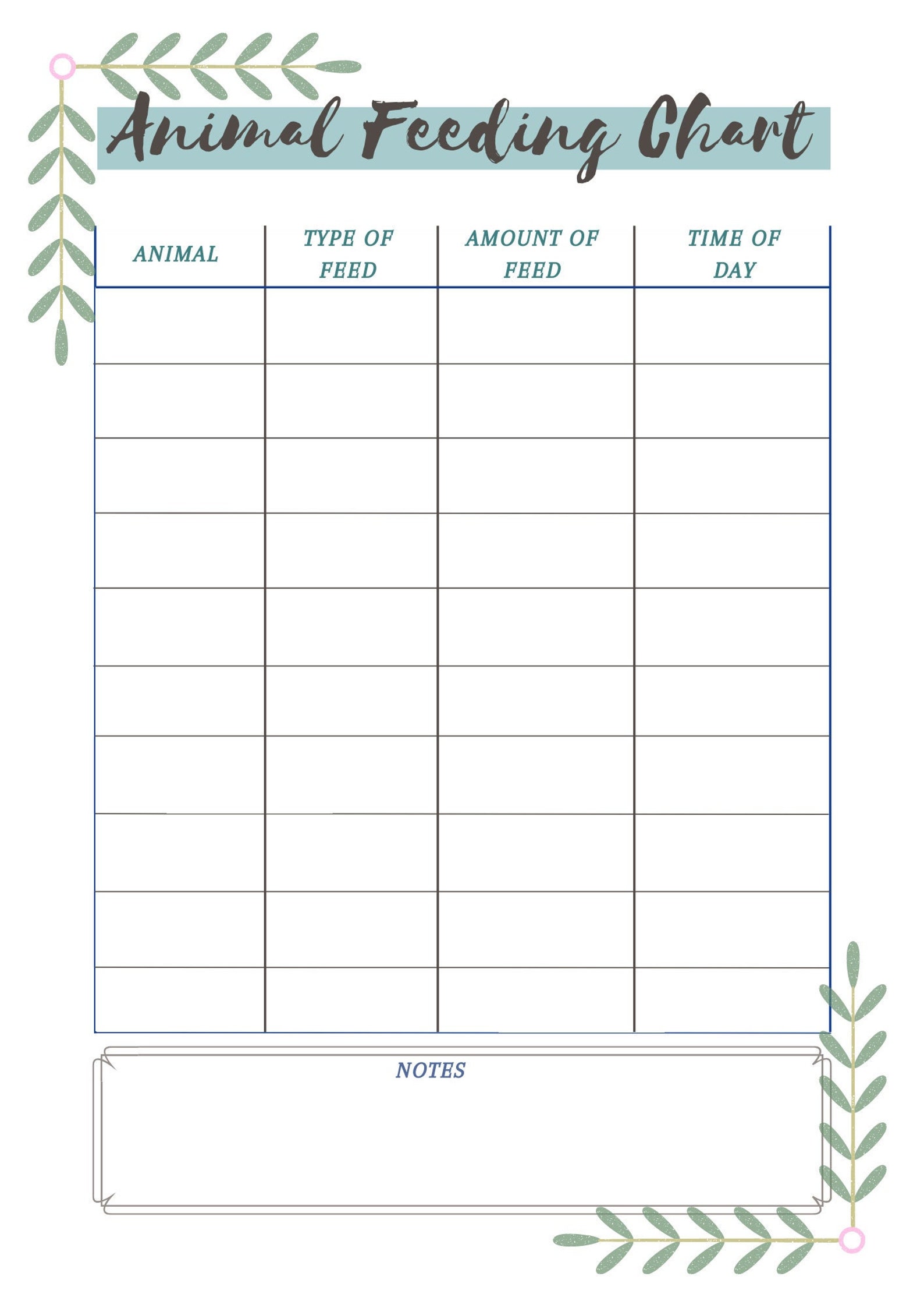 Animal Feeding Schedule Template