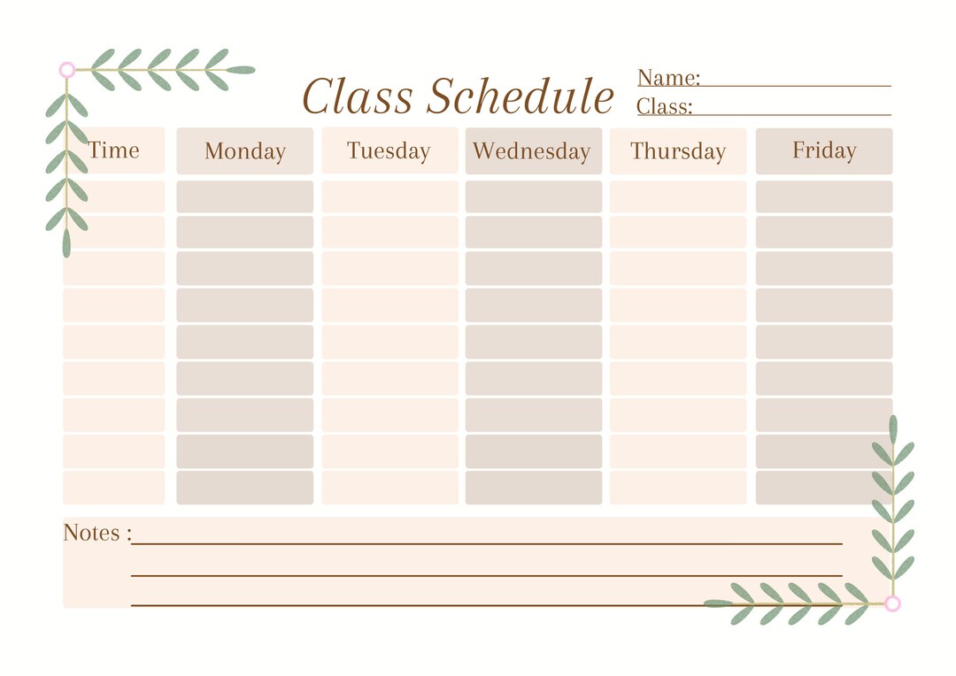 Weekly School Schedule Planner Class Schedule Class Planner College 