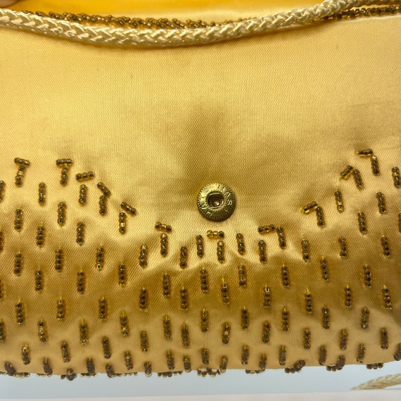 Vintage Magid Gold Beaded Satin Evening Clutch wi… - image 9