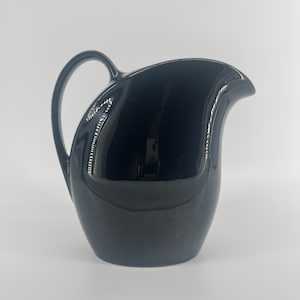 Mid Century Large Black Ceramic Pitcher