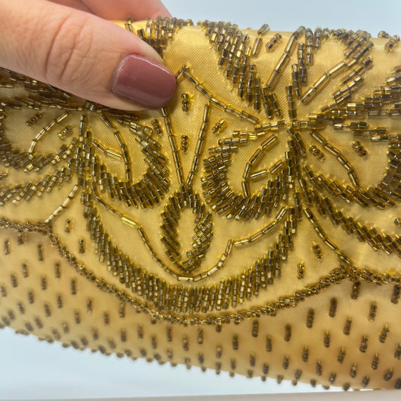 Vintage Magid Gold Beaded Satin Evening Clutch wi… - image 10