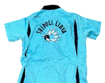 Vintage 1960s 60s King Louie Embroidered Chainstitch Bowling Shirt