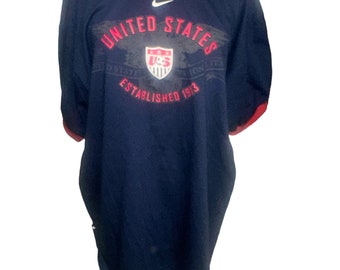 Vintage 90’s NIKE Team USA Soccer Football Center Swosh Ringer T-Shirt New Old Stock With Tags Made In Mexico