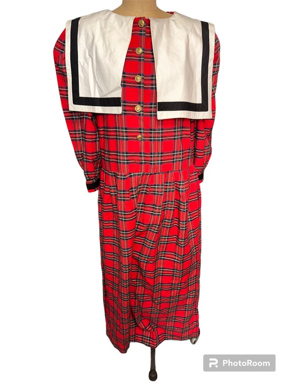 Vintage 80’s F.L. Malik Red Tartan Plaid Sailor C… - image 2