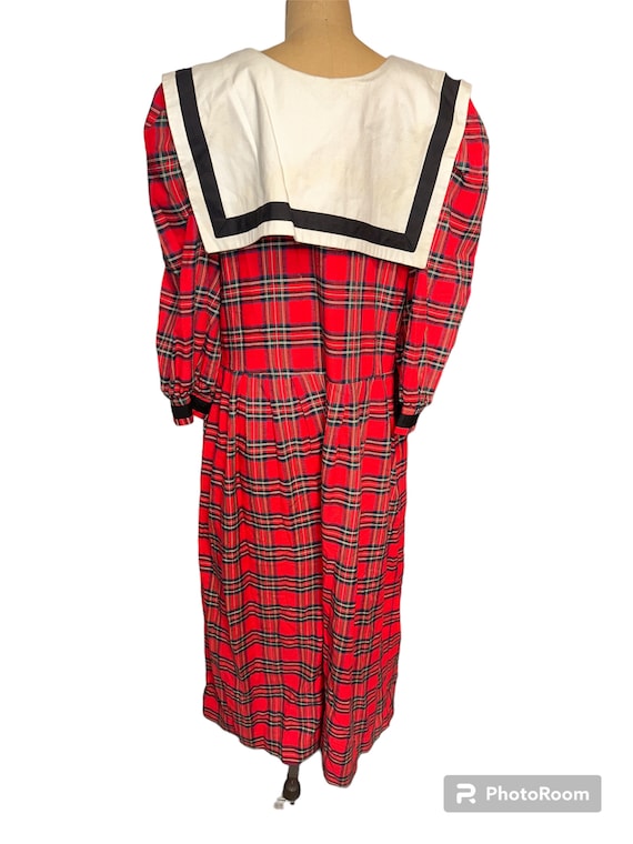 Vintage 80’s F.L. Malik Red Tartan Plaid Sailor C… - image 4