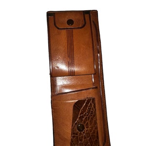 Vintage 40's estampado cuero Croco Bi Fold billetes tarjetas dinero pase caso dinero titular cartera cuero nuevo viejo stock EE.UU.
