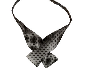 Vintage 90’s Polo Ralph Lauren Polo Black Silver Geometric Silk Bow Tie Bowtie Made In USA