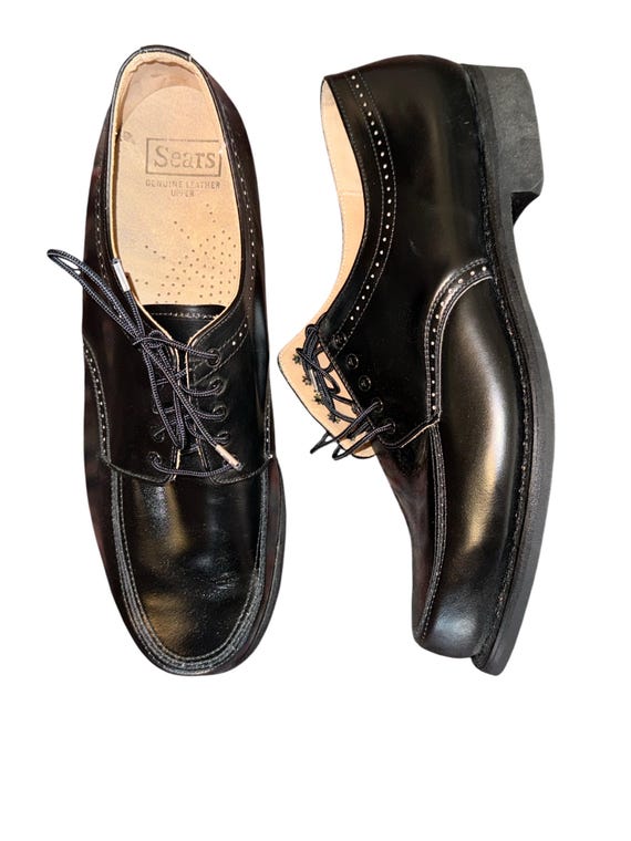 Classic Men\'s Black Leather Lace-Up Dress Shoes Size 12D David Taylor Black Leather Shoes Laces Men main image 3