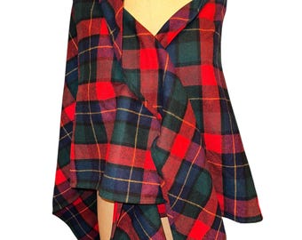 Vintage 80’s Pendleton Wool Tartan Plaid Shawl Cape Wrap Made In USA