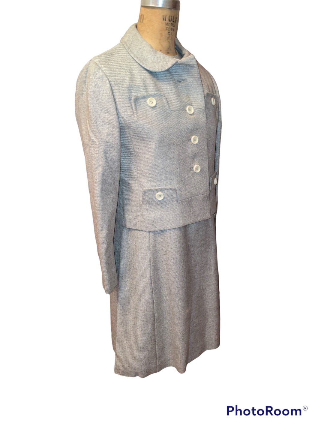 Vintage VILANO by Gerardo Livornese 60s / 70s Cream Black Trim Crop Open Blazer
