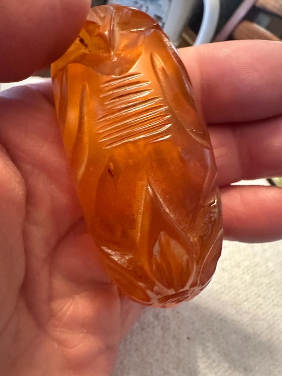 Vintage 40’s Bakelite Translucent Butterscotch He… - image 3