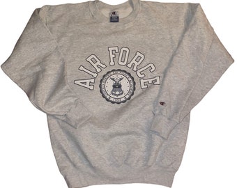Vintage 90’s Champion Air Force Academy Gray Long Sleeve Pullover Sweatshirt Top Shirt Made I’m Mexico USAFA