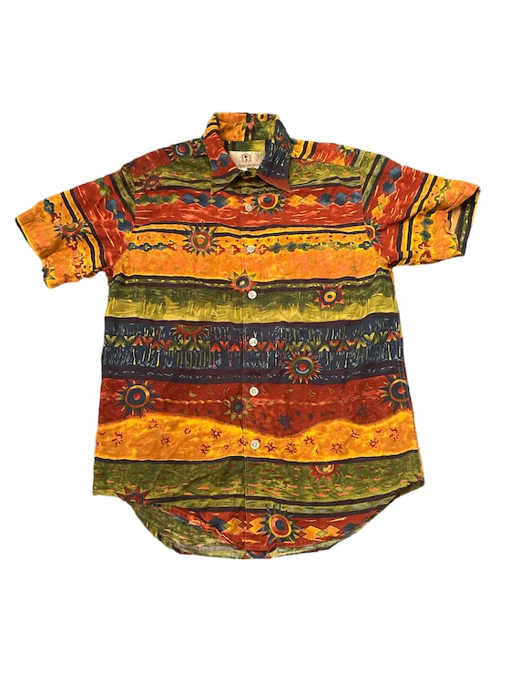 Vintage 90's the Territory Ahead Bright Batik Hippy Short Sleeve