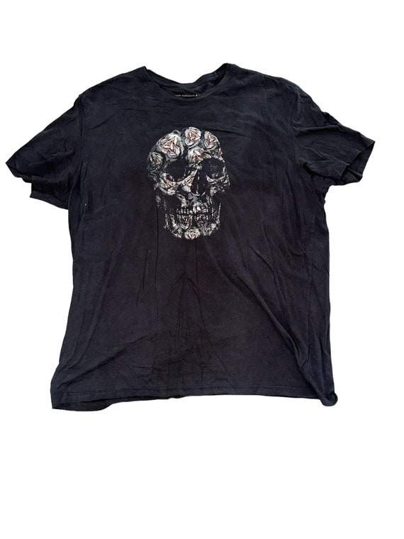 John Varvatos, Vintage John Varvatos Star USA Flower Floral Skull T-Shirt Made In USA