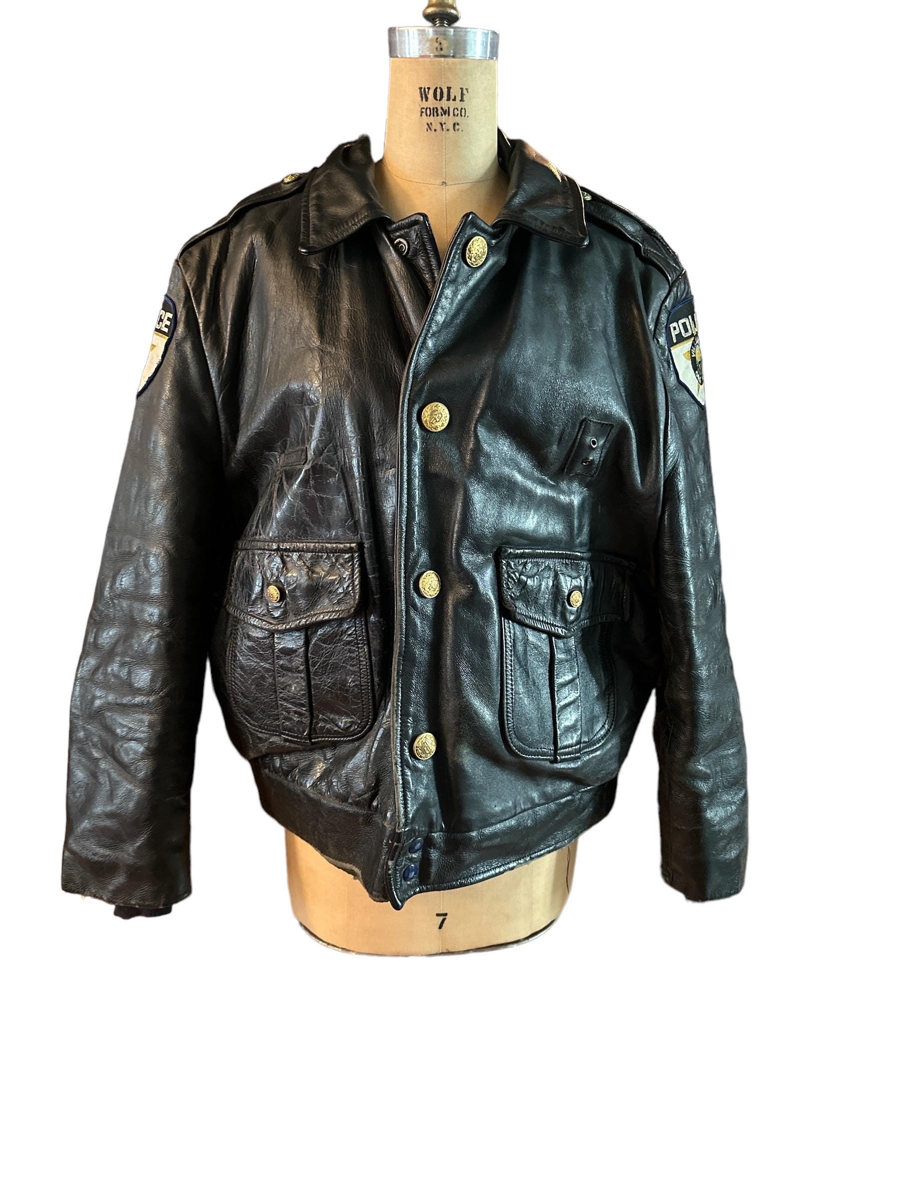 Vintage 70's Chicago Cop Oak Park Leather Front Snap Vintage 70's Chicago Cop Oak Park Leather Front Snap