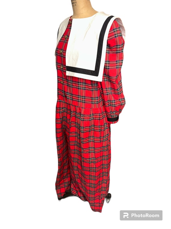 Vintage 80’s F.L. Malik Red Tartan Plaid Sailor C… - image 3