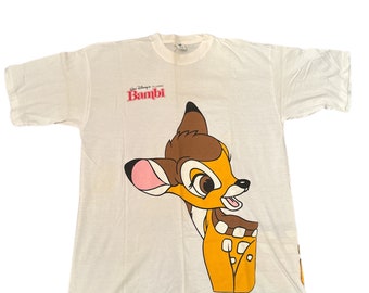 Vintage 80’s Hering Single Stitch Walt Disney Movie Promo Bambi Back Front Graphic T-Shirt Made In Brazil