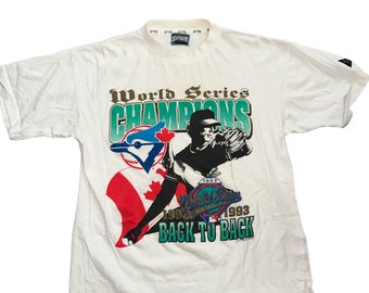 Vintage 1993 Softwear World Series Champions MLB Toronto Bluejays Back To Back T-Shirt