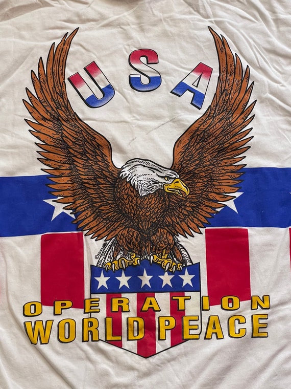 Vintage 1991 USA Operation World Peace Eagle Flag… - image 4