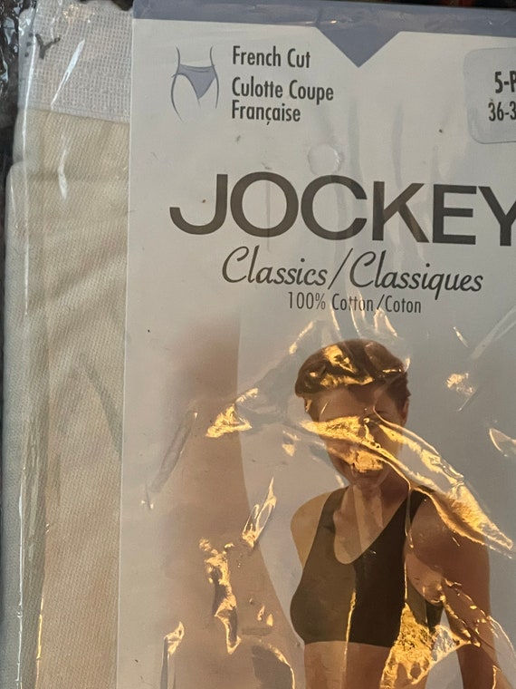 Vintage 1998 Jockey Cotton French Cut Classics 5-P 36-38 Underwear Panties Briefs New Old Stock In Sealed Package Light Biege/Peach View 3