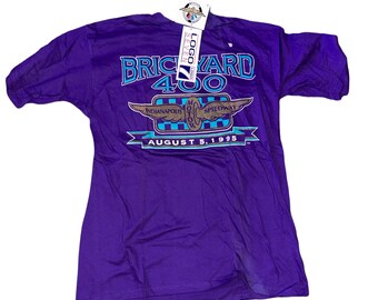 Vintage 1995 Logo 7 Indianapolis Motor Speedway Purple Brickyard 400 Racing Race T-Shirt New Old Stock With Tags USA Made