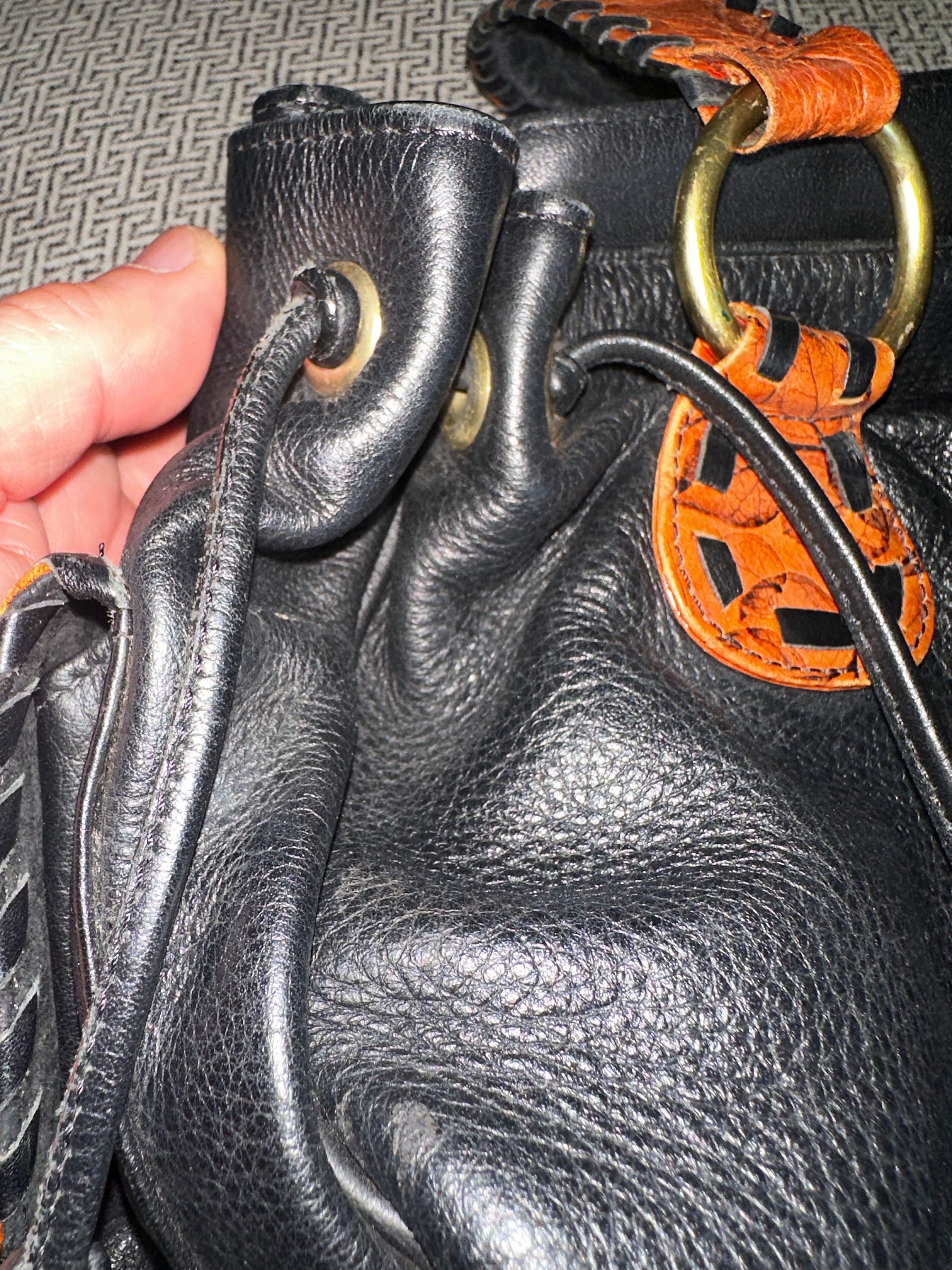 Vintage 1996 Leaf Leather C.L. Whiting Butter Soft Leather Hippie Boho Two Tone Shoulder Top Handle Bag Purse Handbag USA Made Etsy