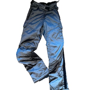 Vintage 90’s Versace Sport Gray Gunmetal Metallic Elastic Waist Pockets Snow Ski Pants Made In Italy