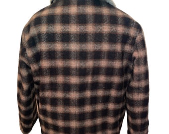 Vintage 90's J Crew Heavy Wool Plaid Removable Real Shearling