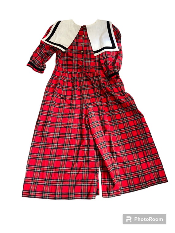 Vintage 80’s F.L. Malik Red Tartan Plaid Sailor C… - image 1