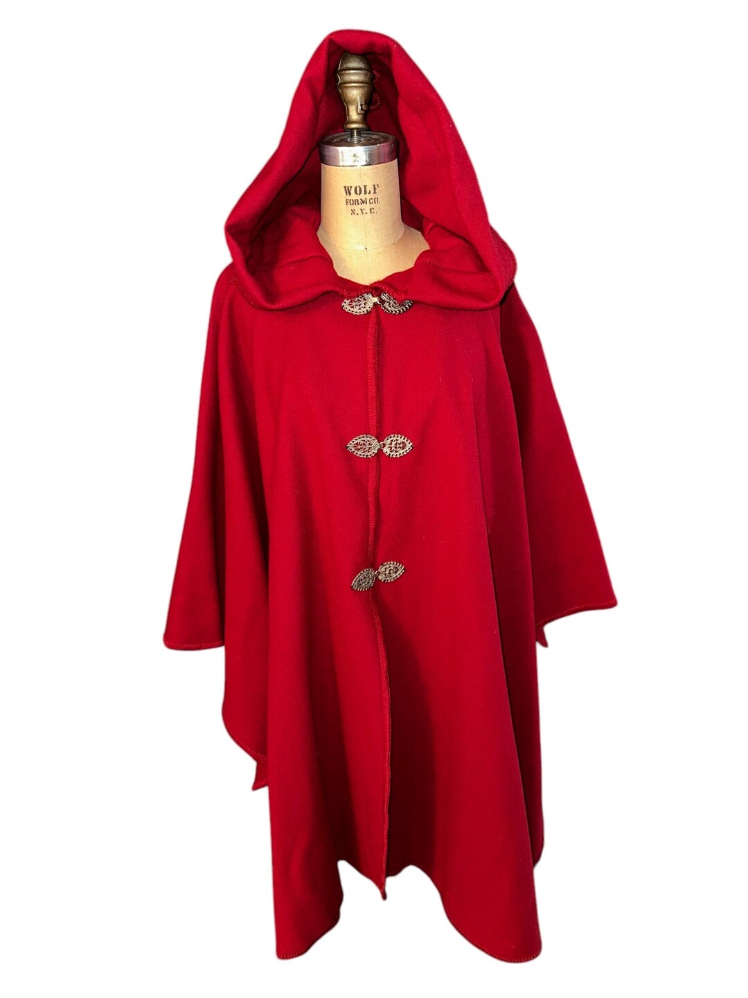 Vintage Casco Bay Red Merino Wool Pewter Clasp 38” OSFA Cape Coat Etsy