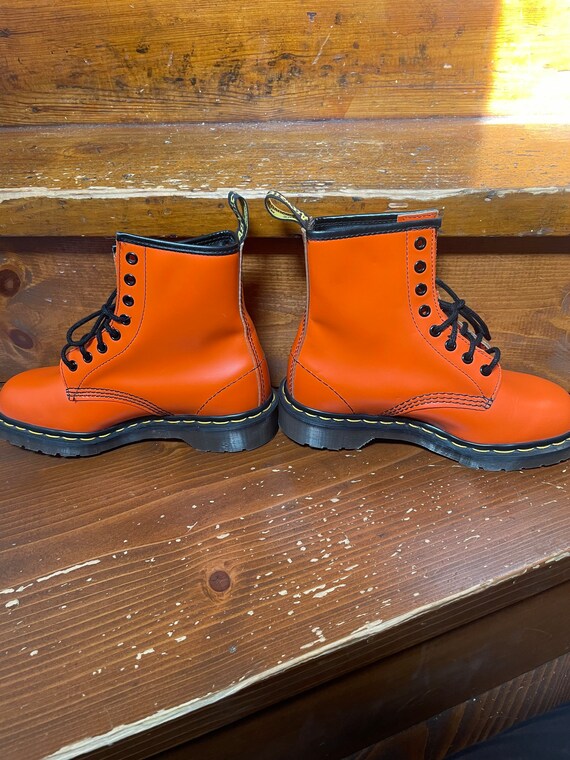 Vintage 90s Doc Martens Airware 1460 Orange Leather 8 eye Combat