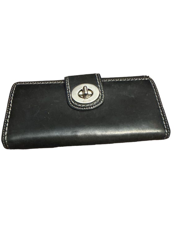 Vintage 2000's Coach Hampton Turn Key Lock Bi Fold Over Leather