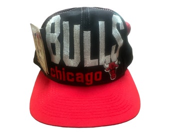 Vintage 90’s Logo 7 NBA Chicago Bulls Jordan Era Snap Back Large Spell Out Baseball Cap Hat New Old Stock With Tags Made In DR