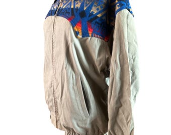 Vintage 80’s Western Wear by Pendleton Southwest Blanket Bayport Front Zip Button Cuff Coat Jacket Windbreaker USA
