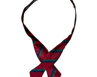 Vintage 90’s Polo Ralph Lauren Polo Green Navy Burgundy Striped Silk Bow Tie Bowtie Made In USA
