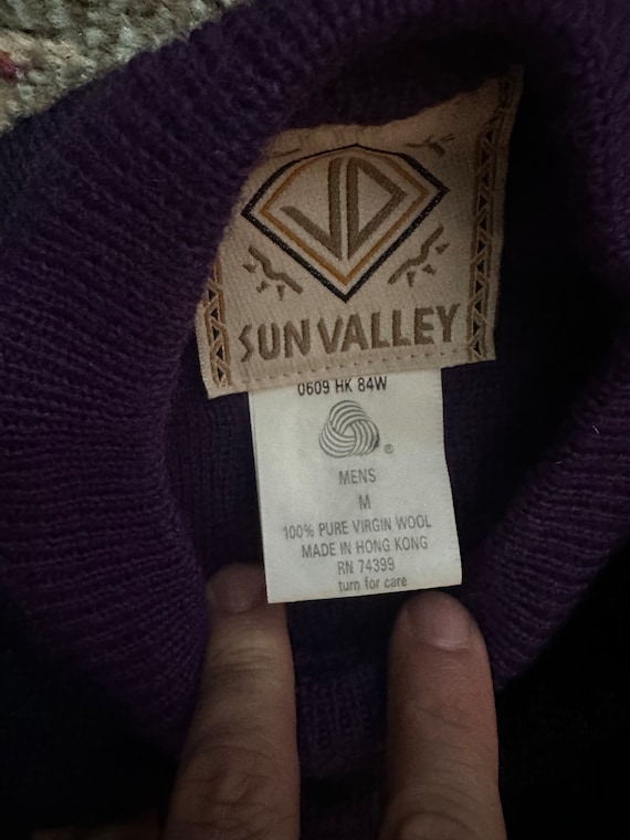 Vintage 90’s Sun Valley Purple Gray Pure Virgin W… - image 4