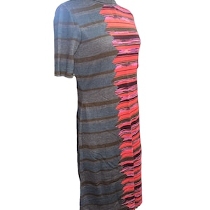 Vintage 90’s M Missoni Wool Stretch Striped Turtle neck Long Sleeve Wool MIDI Sweater Dress Made In Italy