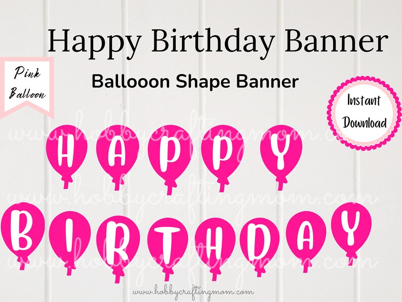 Happy Birthday Banner Printable Happy Birthday Banner Pink | Etsy