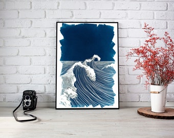 Majestic Wave / Cyanotype / A4